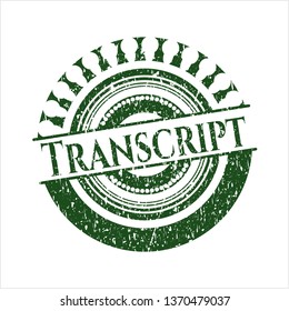 Green Transcript distress grunge style stamp