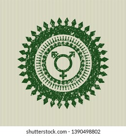 Green transgender icon inside rubber grunge stamp