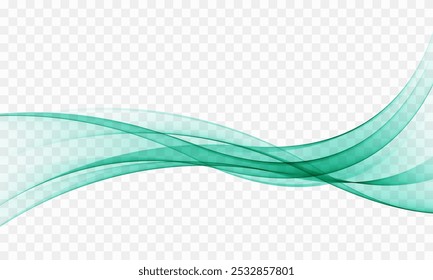 Fluxo de onda abstrata transparente verde.