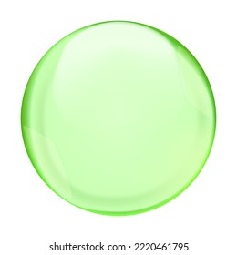Burbuja transparente verde o caída redonda aislada sobre fondo blanco. Ilustración del vector