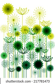 green transparent flowers background