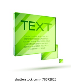Green transparent glass speech bubble