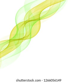 
Green transparent lines in the shape of an abstract wave. Abstract vector wave background.