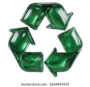 Green transparent recycle symbol for eco friendly designs