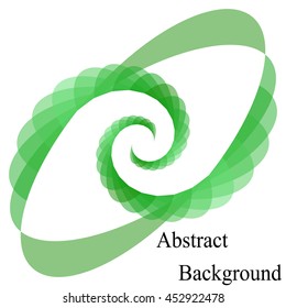 Green Transparent Spirals Converging to the Center.Ecological Logo Element. Elliptical Design Element. Vector Illustration.