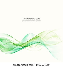 Green transparent vector wave of smoke or water.