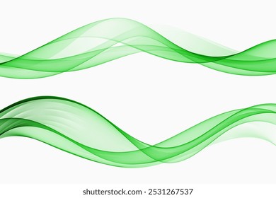 A green transparent wave stream. Abstract wave background.