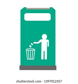The green trash bin has a symbol of people dumping trash into the tank,Vector image