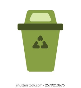 Green trash bin icon flat illustration design, garbage can clip art, clip art trash bin