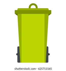 Green trash bin icon flat isolated on white background vector illustration