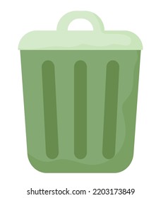 green trash bin over white