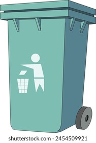 Ilustración vectorial del cubo de basura verde