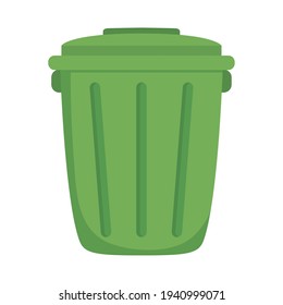 cubo de basura verde en segundo plano