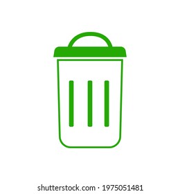 Green trash can icons. Vector illustration