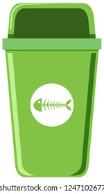 A green trash can on white background illustration