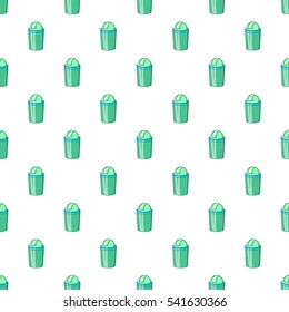 Green trash can pattern. Cartoon illustration of green trash can vector pattern for web