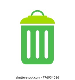 Green trash can vector icon illustration isolated on white background