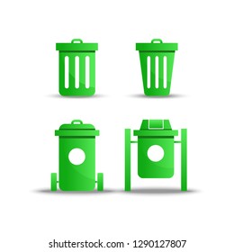 green trash icon vector on white background. Full trash container icon in modern design style. Full trash container vector icon popular and simple flat symbol for web and graphic, mobile app, logo.