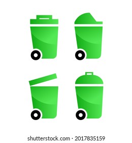 vector de icono de basura verde sobre fondo blanco. Icono de contenedor de basura completo en estilo de diseño moderno. Icono vectorial contenedor de basura completo popular y simple símbolo plano para web y gráfico, aplicación móvil, logotipo.