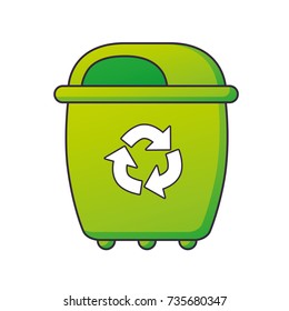 Green trash recycling bin or dumpster vector isolated