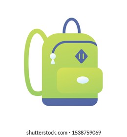 Green travel backpack or school bag isolated vector