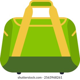 Green travel bag featuring vibrant yellow handles and wheels, symbolizing adventure and convenience while carrying personal belongings for vacations and journeys