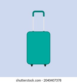 Green travel bag or suitcase. Isolated on purple. Vector illustration. Flat design vector.
