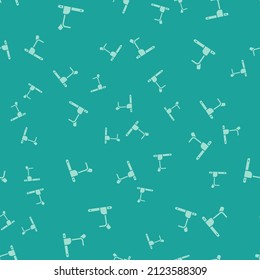 Green Treadmill machine icon isolated seamless pattern on green background.  Vector