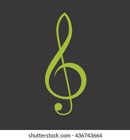 Green treble clef vector icon