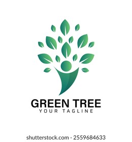 Green Tree Abstract Logo DesignTemplate