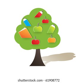 Green tree with apple. Vector illustration