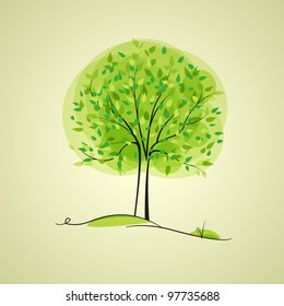 green tree in the background with place for text