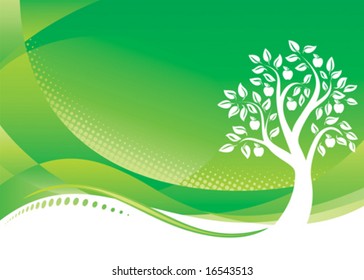 Green Tree background, Vector illustration layered file.