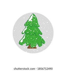 Green tree black icon, flat design style. Spruce vector silhouette decaration. eps 10