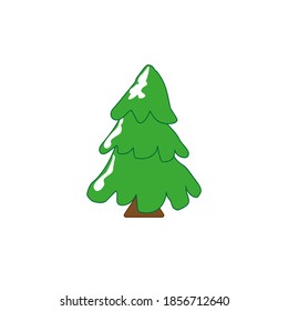 Green tree black icon, flat design style. Spruce vector silhouette decaration. eps 10