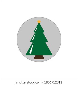 Green tree black icon, flat design style. Spruce vector silhouette decaration. eps 10