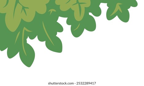 Ramo de árvore verde. Folhas da planta. Elemento de quadro decorativo para design. Ilustração de vetor plano sobre fundo branco