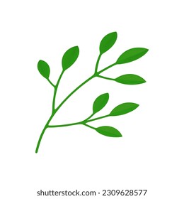 Green tree branch organic herb bio ecology plant with stem and leaves 3d icon realistic vector