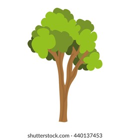 green tree with brown trunk front view over isolated background,vector illustration