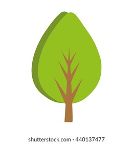 green tree with brown trunk front view over isolated background,vector illustration