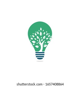 Green tree bulb shape concept logo design. Abstract organic element vector design. Ecology Happy life Logotype concept icon.	