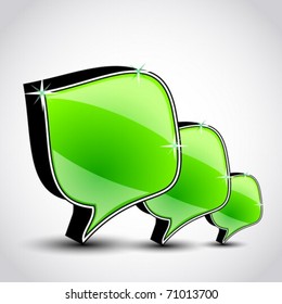 Green tree cartoon glossy box illustration.