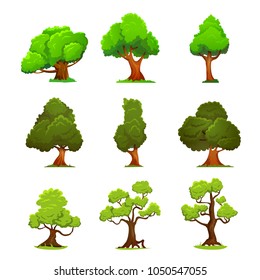 Set Abstract Stylized Trees Natural Illustration Stock Vector (Royalty ...