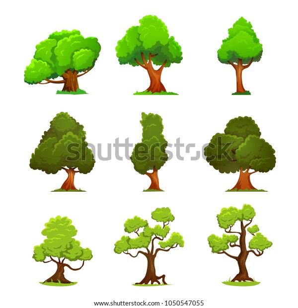 Green Tree Cartoon Style Green Trees Stock Vector (Royalty Free) 1050547055