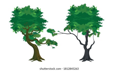 Green tree cartoon style vector illustration