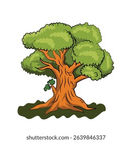 Green tree cartoon vector illustration drawing for children book