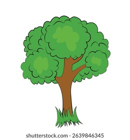 
Green tree cartoon vector illustration drawing for children book