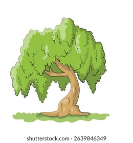 
Green tree cartoon vector illustration drawing for children book