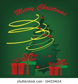 a green tree for Christmas with some presents