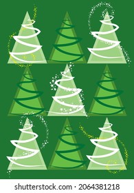 Green tree christmas vector design. Green tree christmas background with stars.